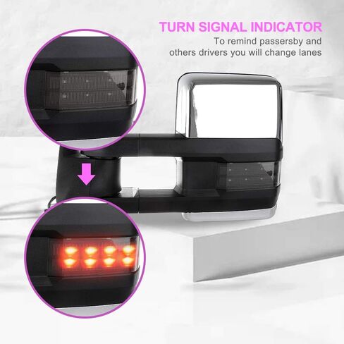 Towing Mirrors Power Adjusted LED Turn Signal Chrome(Pair Set)Tow Mirrors Replacement Compatible for 1988-1998 for Chevy for GMC C1500/K1500 1988-2000 for Chevy for GMC C2500/K2500/K3500 in Saudi Arabia