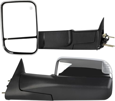 Towing Mirrors Fit 1998-2001 For Dodge For Ram 1500 2500 3500 Truck, Left and Right Side Tow Mirrors with Power Control Heated & Turn Signal Light Chrome Cap in Kuwait