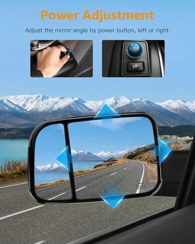 Towing Mirrors Fit 1998-2001 For Dodge For Ram 1500 2500 3500 Truck, Left and Right Side Tow Mirrors with Power Control Heated & Turn Signal Light Chrome Cap in Kuwait