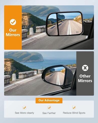 Towing Mirrors Fit 1998-2001 For Dodge For Ram 1500 2500 3500 Truck, Left and Right Side Tow Mirrors with Power Control Heated & Turn Signal Light Chrome Cap in Kuwait