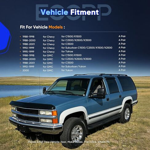 ECCPP Tow Mirrors Fit For 1988-2001 for Chevy for GMC C3500 1992-1999 for Chevy Suburban for GMC Suburban/Yukon Towing Mirrors Power Adjustment No Heated No Light Black Left Side and Right Side in Kuwait