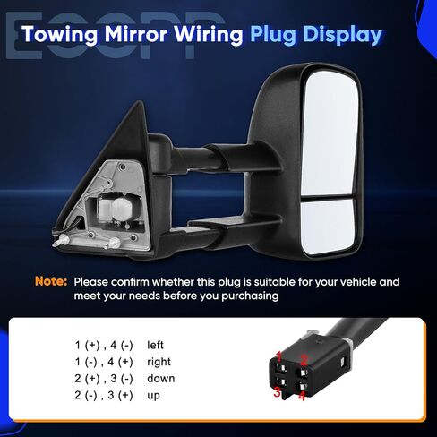 ECCPP Tow Mirrors Fit For 1988-2001 for Chevy for GMC C3500 1992-1999 for Chevy Suburban for GMC Suburban/Yukon Towing Mirrors Power Adjustment No Heated No Light Black Left Side and Right Side in Kuwait