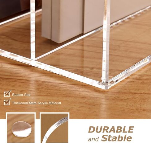 SANRUI Acrylic Desk Magazine File Holder, Clear Desk Organizer with 4 Vertical Compartments, Workspace Document Sorter for Documents, Tablet, Magazines, Books & Accessories in Kuwait