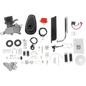 100cc 2-Stroke Bike Motor Kit,CDI Start Mini Bike Bicycle Single Cylinder Engine Motorized Bike Kit Suitable for Most V-Frame 26-28 Inch Wheeled Bicycles,Road Bikes(Black, Red, Silver) in Saudi Arabia