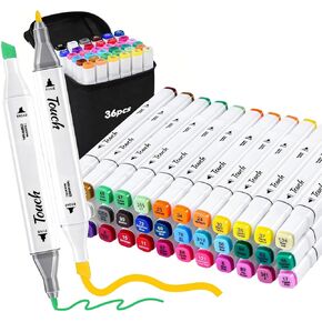 Dual Tip Artist Alcohol Markers, Permanent Art Alcohol Based Markers, Chisel & Fine Coloring Marker for Drawing, Colored Pens White Penholder for Calligraphy, Illustration, Art Supplies Marker Kit in Saudi Arabia