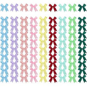 70 Pcs Pastel Satin Ribbon Bows with Twist Tie for Treat Bags DIY Craft for Sewing Scrapbooking Wedding Gift Christmas Easter Decoration in Saudi Arabia