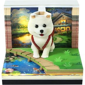 Y LEATHERLEAF WORTH 3D Timepiece Calendar 2026 Shark Paper Art Memo Pad with 52 Week Calendars – Tear-Away Desk Calendar for Record, Planner & Habit Tracker, Bookmark, Gift & Decorative Office Decor (Dog) in Saudi Arabia