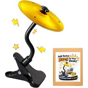 Desk Cymbal Desk Toy with Clamp, 2 Pack Mini Desktop Drum Cymbal for Office Desk, Funny Desk Gadget, Drummer & Music Lover Gift – Gold & Silver in Saudi Arabia