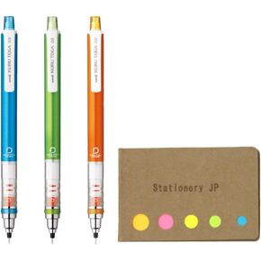 Kuru Toga Auto Lead Rotation Mechanical Pencil Standard Model 0.5 mm, Body Color(Blue/Green/Orange), 3-pack, Sticky Notes Value Set in Kuwait
