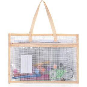 Cross Stitch Project Bag Sew Projects Bags for Quilting Jumbo Embroidery Bags Organizer Storage Needlepoint Project Bag Mesh Zipper Pouch with Handle for Cross Stitch Craft Knitting Crochet in Kuwait