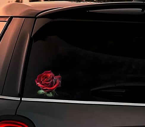 Decorative Red Rose A Edition 3D Stickers 2-Piece Suitable for car Body Windows Bumpers laptops Luggage Furniture and Wall Decoration Stickers #3A-10 in Saudi Arabia