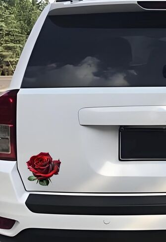 Decorative Red Rose A Edition 3D Stickers 2-Piece Suitable for car Body Windows Bumpers laptops Luggage Furniture and Wall Decoration Stickers #3A-10 in Saudi Arabia