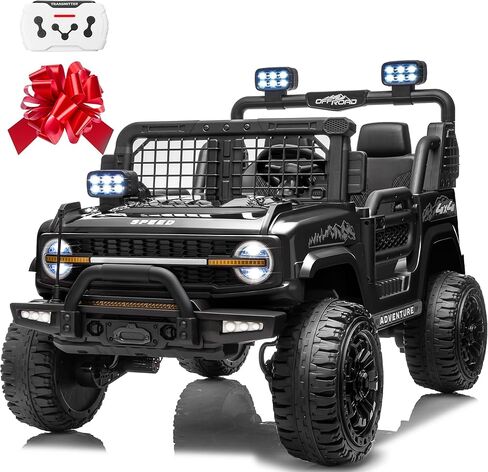 24V Ride On Toys for Big Kids, 4WD Ride On Car Truck w/21 Spacious 2 Seater, Remote Control, Shock Absorbers, Bluetooth, 3 Speed, Electric Ride on Toys Car Vehicle for Kids Age 4-8 in Saudi Arabia