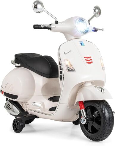 Licensed Vespa Scooter Kids Motorcycle by OLAKIDS, 12V Ride on Electric Motorcycle with Training Wheels LED Lights Music Story Mode Horn (Green) in Kuwait