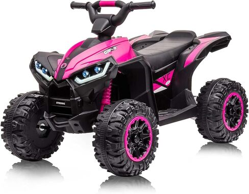 GarveeLife 12V Kids Ride On ATV, 4 Wheeler Electric Vehicle for Kids 3-8 Toddler Battery Powered Toy Car for Boys Girls with Remote Control, LED Lights, Soft Start, Treaded Tires, Music, White in Kuwait