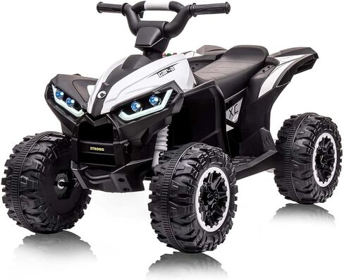 GarveeLife 12V Kids Ride On ATV, 4 Wheeler Electric Vehicle for Kids 3-8 Toddler Battery Powered Toy Car for Boys Girls with Remote Control, LED Lights, Soft Start, Treaded Tires, Music, White in Kuwait