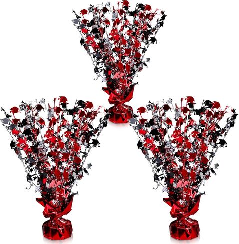 Funrous 3 قطع 2026 ديكورات حفلات التخرج المركزية فئة 2026 من رقائق معدنية لامعة قطع مركزية لامعة لتهنئة لوازم حفلات التخرج (أسود وأحمر) in Saudi Arabia