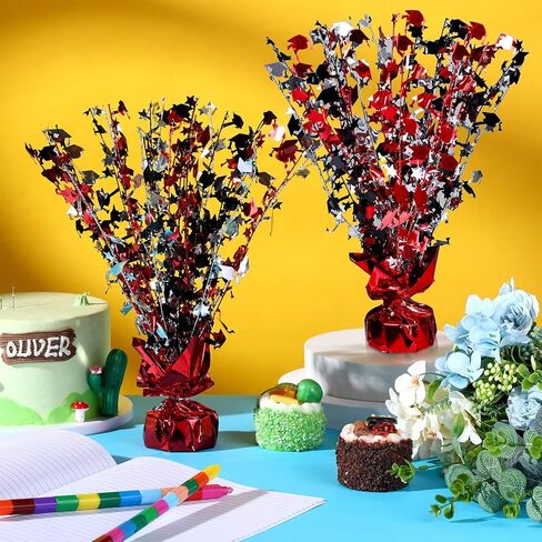 Funrous 3 قطع 2026 ديكورات حفلات التخرج المركزية فئة 2026 من رقائق معدنية لامعة قطع مركزية لامعة لتهنئة لوازم حفلات التخرج (أسود وأحمر) in Saudi Arabia
