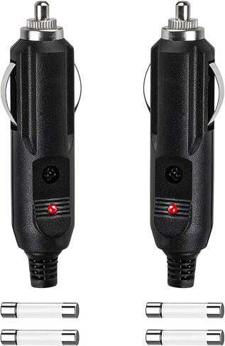 2 PCS Cigarette Lighter Male Plug, 12V/24V Aux Socket Plug Connector with 15A 20A Fuse & LED Light, Heavy Duty Male Cigarette Lighter Socket Power Adapter for Most Vehicles in Kuwait