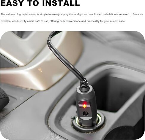 2 PCS Cigarette Lighter Male Plug, 12V/24V Aux Socket Plug Connector with 15A 20A Fuse & LED Light, Heavy Duty Male Cigarette Lighter Socket Power Adapter for Most Vehicles in Kuwait