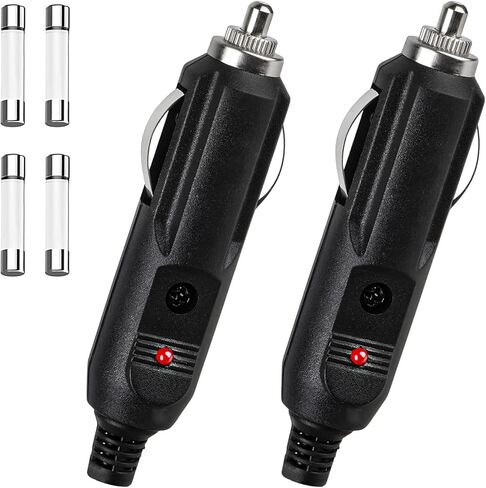 2 PCS 12V Cigarette Lighter Male Plug, Cigarette Lighter Socket Plug Replacement with LED Light, Heavy Duty Socket Plugs with 15A Fuse for Cars Trucks SUVs, Car Accessories in Kuwait