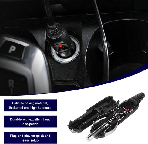 2 PCS 12V Cigarette Lighter Male Plug, Cigarette Lighter Socket Plug Replacement with LED Light, Heavy Duty Socket Plugs with 15A Fuse for Cars Trucks SUVs, Car Accessories in Kuwait
