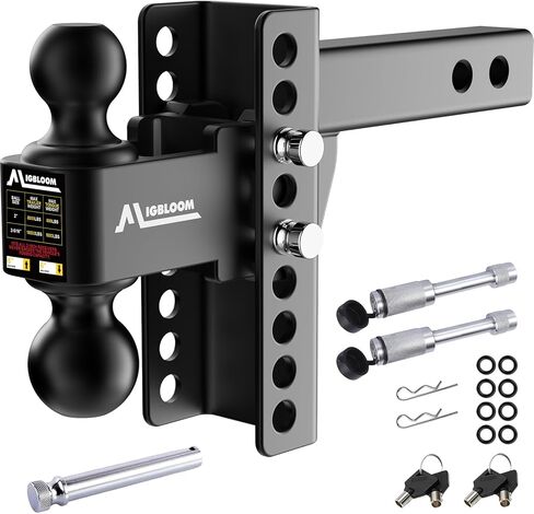 Adjustable Trailer Hitch for 2" Receiver, Heavy Duty Drop Hitch with 6" Drop/Rise, Dual Ball Mount (2" & 2-5/16"), 18,500 LBS GTW Tow Hitch, Ball Hitches with Anti-Theft Locking Pins & Keys for Trucks in Saudi Arabia