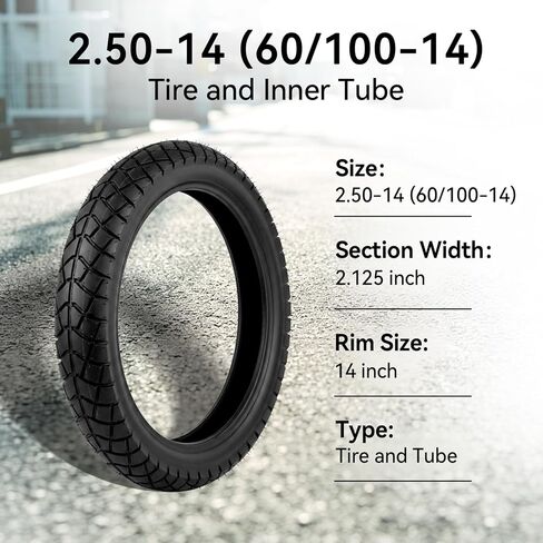2.50-14 Dirt Bike Tire and Inner Tube Set 60/100-14 Tires with Tubes for Dirt-Pit Bike Off Road Motocross Motorcycle in Saudi Arabia