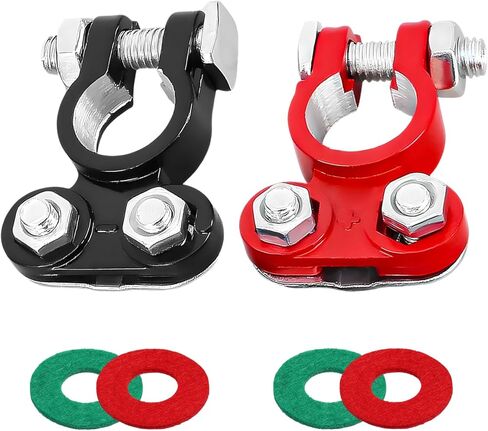 4PCS Battery Terminals Connector, Car Battery Cable Terminal End Connectors with Anti-corrosion Washers, Color Coded Top Post Terminals Cables Clamp Replacement for Car Boat RV in Saudi Arabia