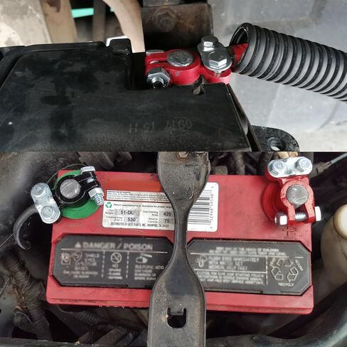 4PCS Battery Terminals Connector, Car Battery Cable Terminal End Connectors with Anti-corrosion Washers, Color Coded Top Post Terminals Cables Clamp Replacement for Car Boat RV in Saudi Arabia