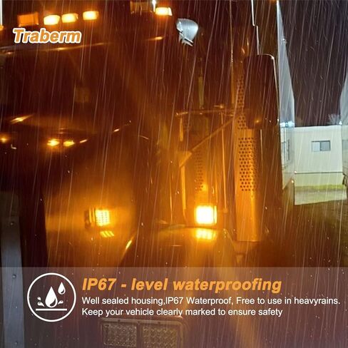 2PCS Square Double Face Pedestal Stop Turn Tail Lights Stud Mount Trailer Fender Lights Semi Truck LED Signal Light Trucks Side Marker Amber + Red 39 LEDS IP67 Waterproof in Saudi Arabia