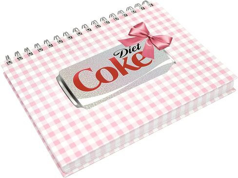 CrownJewlz Coca-Cola Pink Gingham Diet Coke Spiral Journal with Folding Pocket Notepad, Glitter Can Design with Bow in Kuwait