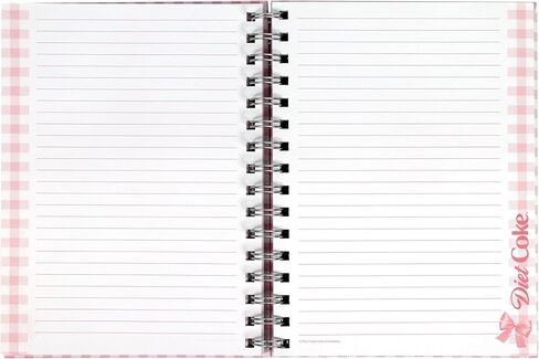 CrownJewlz Coca-Cola Pink Gingham Diet Coke Spiral Journal with Folding Pocket Notepad, Glitter Can Design with Bow in Kuwait