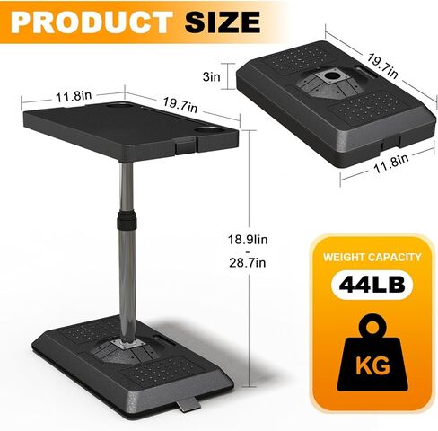 HIYOUGO Foldable RV Table, 360° Rotatable Car Seat Tray Table, Adjustable Car Desk for Rear Passenger, Picnics and Long Trips (Black, 11.8 × 19.7in) in Saudi Arabia