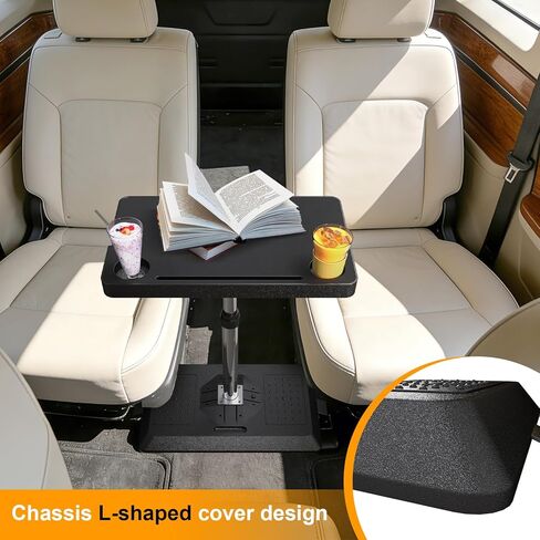 HIYOUGO Foldable RV Table, 360° Rotatable Car Seat Tray Table, Adjustable Car Desk for Rear Passenger, Picnics and Long Trips (Black, 11.8 × 19.7in) in Saudi Arabia