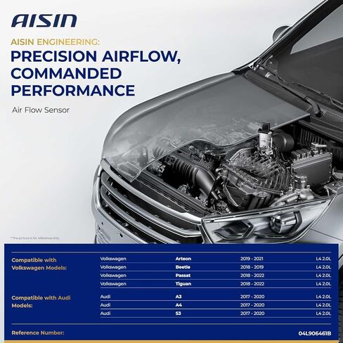 AISIN AFTERMARKET MAFVG-00126 مستشعر تدفق الهواء الشامل (MAF) مع غطاء - متوافق مع Volkswagen Passat Tiguan 2018-2022، Beetle 2018-2019، Audi A3 A4 S3 2017-2020 - مع 4 دبابيس in Kuwait