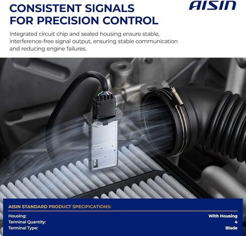 AISIN AFTERMARKET MAFVG-00126 مستشعر تدفق الهواء الشامل (MAF) مع غطاء - متوافق مع Volkswagen Passat Tiguan 2018-2022، Beetle 2018-2019، Audi A3 A4 S3 2017-2020 - مع 4 دبابيس in Kuwait