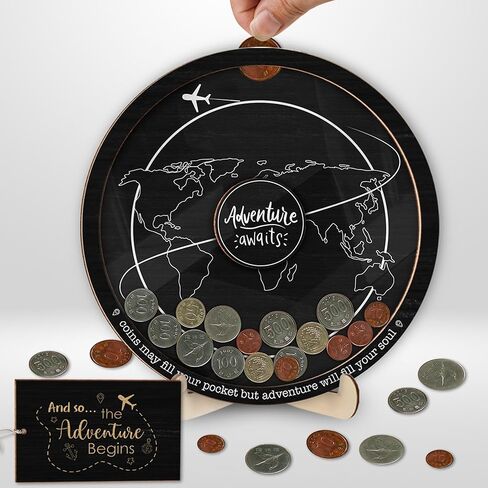 Travel Adventure Coin Archive Box Challenge Coin Holder Display Case for Collecting Coin Travel Keepsake Box Memories Top Loading Coin Stand Holder Travel Lovers Gift Ideas HDTV2-10W in Kuwait