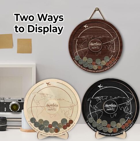 Travel Adventure Coin Archive Box Challenge Coin Holder Display Case for Collecting Coin Travel Keepsake Box Memories Top Loading Coin Stand Holder Travel Lovers Gift Ideas HDTV2-10W in Kuwait