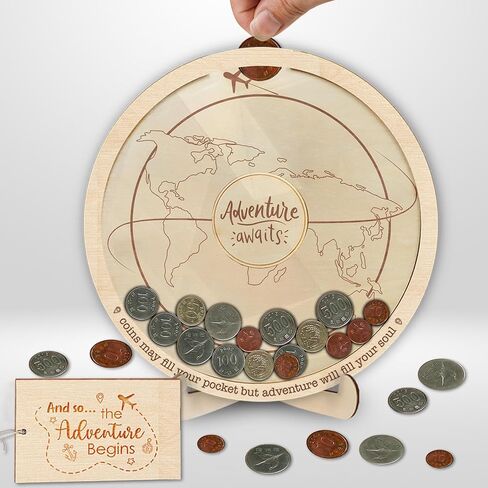 Travel Adventure Coin Archive Box Challenge Coin Holder Display Case for Collecting Coin Travel Keepsake Box Memories Top Loading Coin Stand Holder Travel Lovers Gift Ideas HDTV2-10W in Kuwait