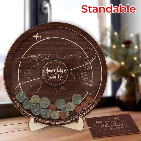 Travel Adventure Coin Archive Box Challenge Coin Holder Display Case for Collecting Coin Travel Keepsake Box Memories Top Loading Coin Stand Holder Travel Lovers Gift Ideas HDTV2-10W in Kuwait
