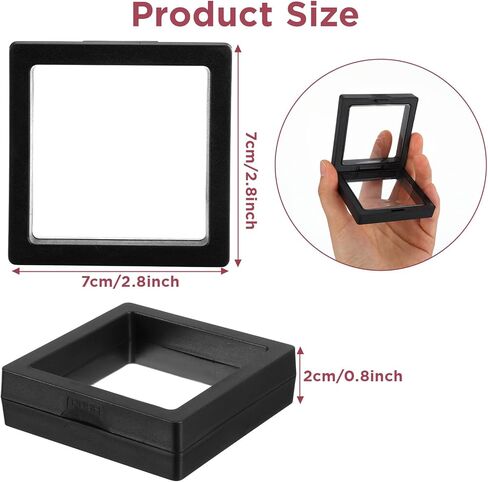 60PCS 3D Floating Frame Case, 2.8" x 2.8" x 0.8" Coin Frame Display Holder Stands, Black Antique Challenge Coin Display for Jewelry, Shells, Gems, Minerals, Rocks, Specimen and Pins in Kuwait