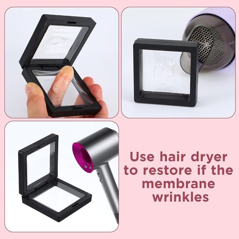 60PCS 3D Floating Frame Case, 2.8" x 2.8" x 0.8" Coin Frame Display Holder Stands, Black Antique Challenge Coin Display for Jewelry, Shells, Gems, Minerals, Rocks, Specimen and Pins in Kuwait