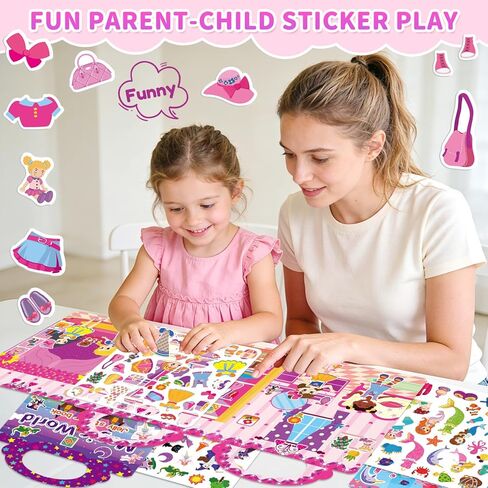 6 Sets Reusable Sticker Book for Girls 3-6, Jelly Sticker Books for Toddler, Travel Sticker Activity Toys for Kids 3 4 5 6 Years Old Girls (Girl Theme) in Saudi Arabia