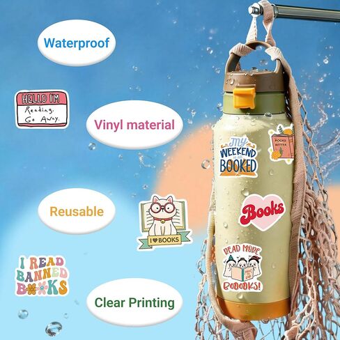 200 PCS Book Stickers for Kindle,Reading Journal Stickers for Scrapbooking Vinyl Decals for Waterproof Accessories in Saudi Arabia