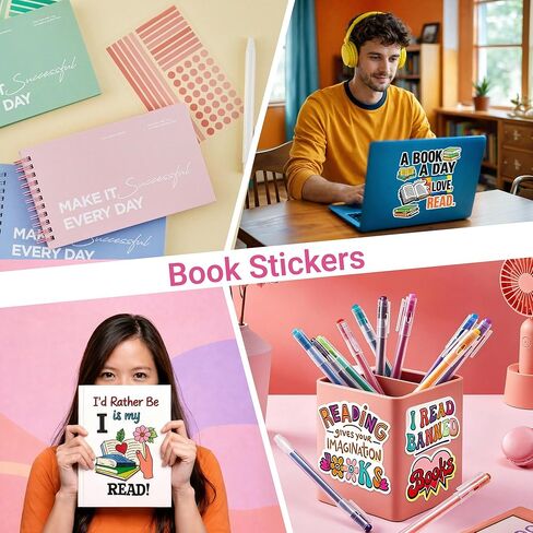 200 PCS Book Stickers for Kindle,Reading Journal Stickers for Scrapbooking Vinyl Decals for Waterproof Accessories in Saudi Arabia
