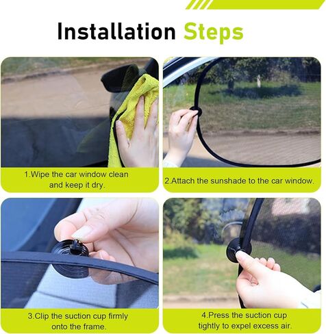 2PCS Car Window Shade, Foldable Side Window Sun Shade, Baby Side Window Car Sun Shades, Sun Shield for UV & Heat Protection, Universal Fits Most Cars, Trucks, SUVs (Black) in Kuwait