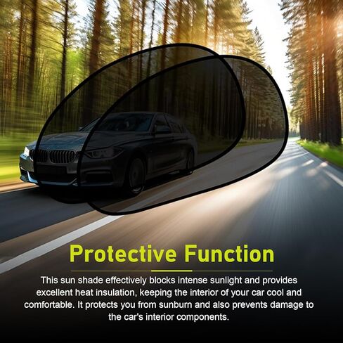 2PCS Car Window Shade, Foldable Side Window Sun Shade, Baby Side Window Car Sun Shades, Sun Shield for UV & Heat Protection, Universal Fits Most Cars, Trucks, SUVs (Black) in Kuwait