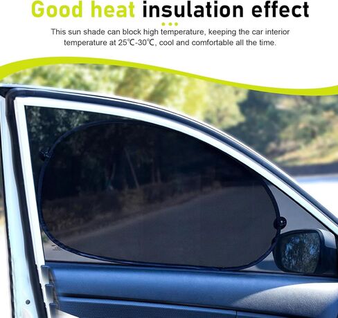 2PCS Car Window Shade, Foldable Side Window Sun Shade, Baby Side Window Car Sun Shades, Sun Shield for UV & Heat Protection, Universal Fits Most Cars, Trucks, SUVs (Black) in Kuwait