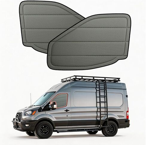 Extra-Thick Front Door Window Covers(Pair) for Ford Transit Medium/High Roof, 2020-2026, Magnetic Insulated Blackout Window Sunshade, Foldable Design, with Bug Screen, AllSeasonGuard Pro in Saudi Arabia